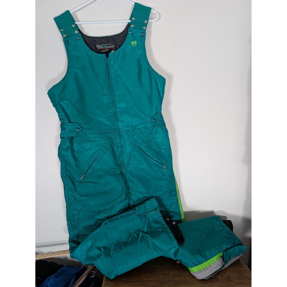Vintage Arcticwear Arctco Snow Bibs Mens Large Green Insulated Snowmobile Pants